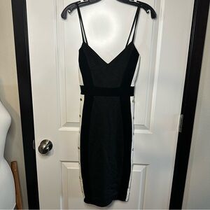 Mind Code Colorblock Sheath Mini Dress | Gold Button Detail | Jr 2 | NWT